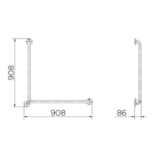 Barra De Apoio De Acessibilidade Em `L` Benefit Inox Escovado Docol 80cm  - Imagem principal - d50d6c77-1342-4bae-9fbe-ae1fc658b56b